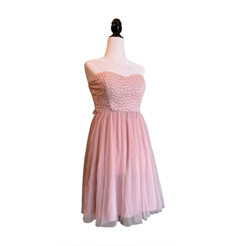 Lulu’s Mystic Pink Embroidered Bodice Tule Skirt Dress Women’s Small